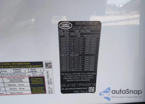 2023 Land Rover Range Rover Autobiography/Autobiography 7 Seat из США, поврежденный, VIN SALK1BE73PA009716